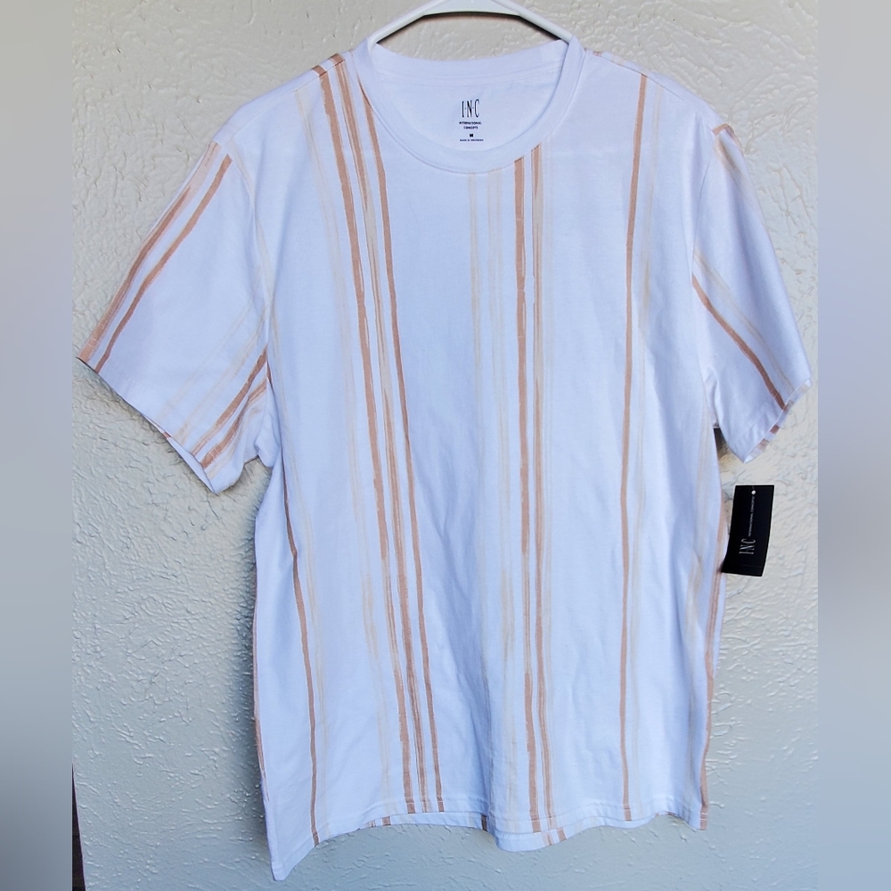 INC International ConceptMen's Short Sleeves Shirt,  Size: M, Color:  Sand Linen